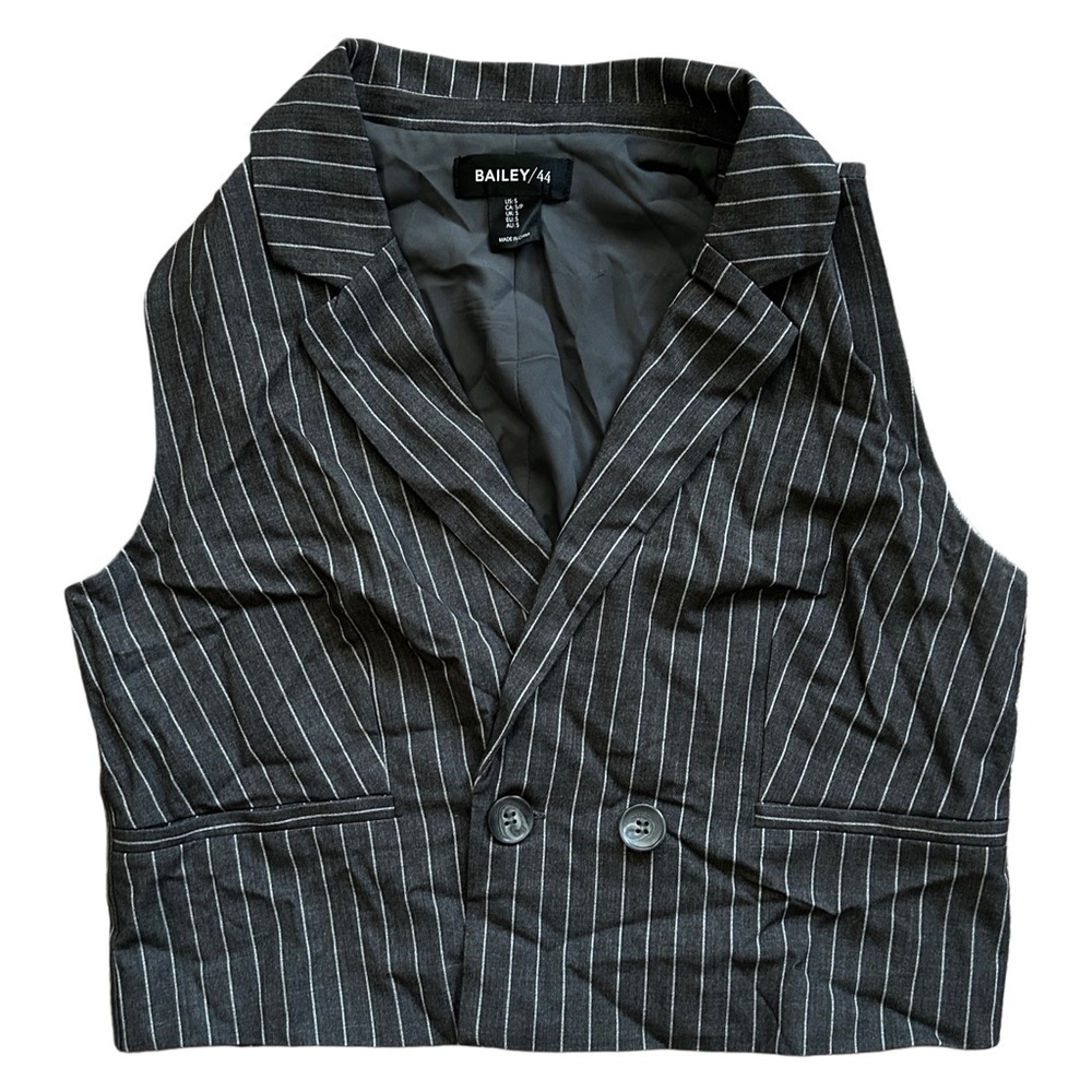 Bailey/44 Gray White Pinstriped Classic Lapel Vest Size Small